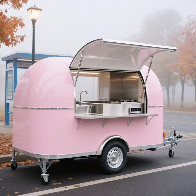 Coffee Equipment Usa - รถขายอาหารเคลื่อนที่ Big Coffee Bbq พร้อมเครื่องปรับอากาศ สีชมพู