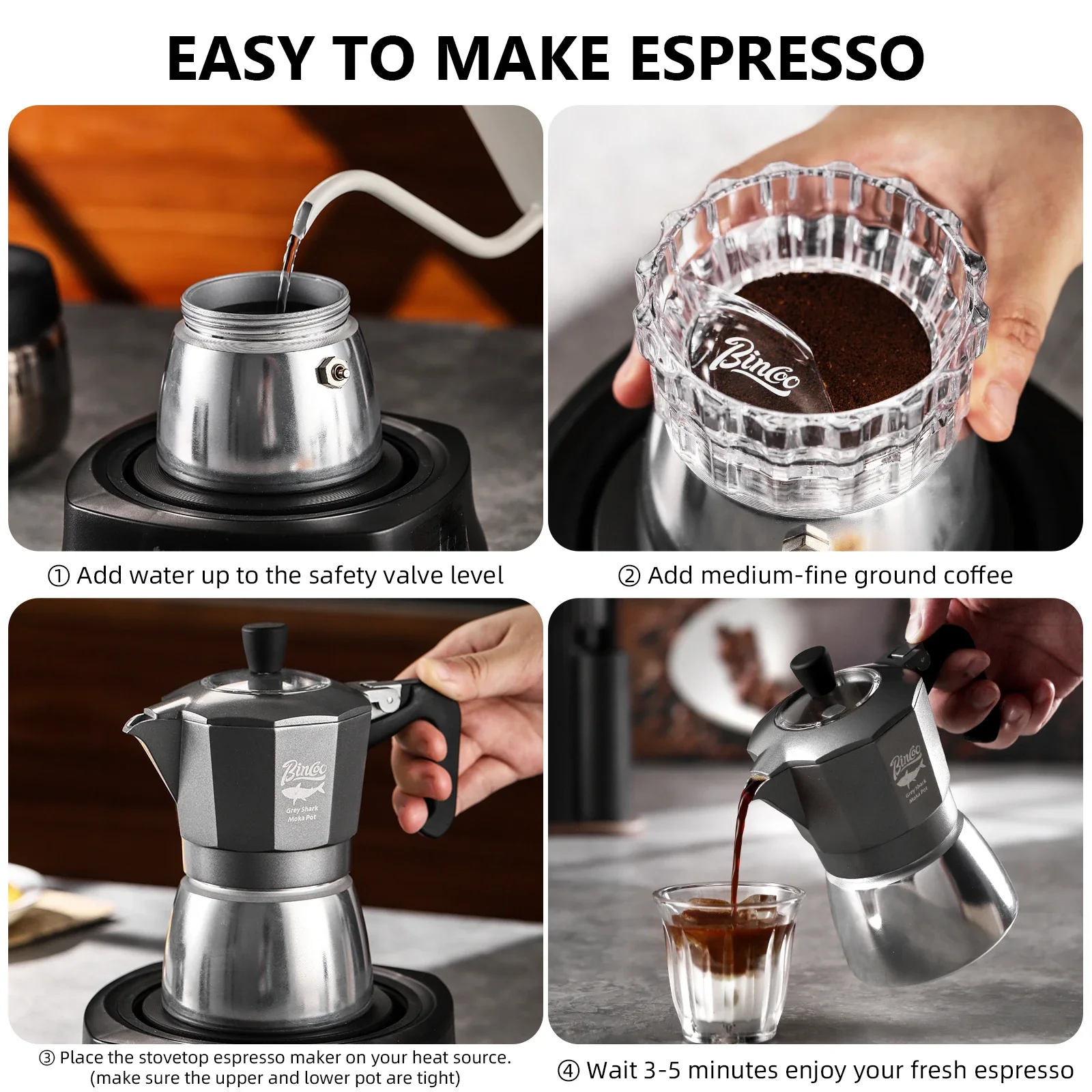หม้อกาแฟโมก้าพอต Bincoo 2 ถ้วย - Coffee Equipment Accessories บทวิจารณ์และราคา